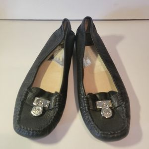 Michael Kors Black Leather Hamilton Padlock Loafers Womens Shoes Size 8